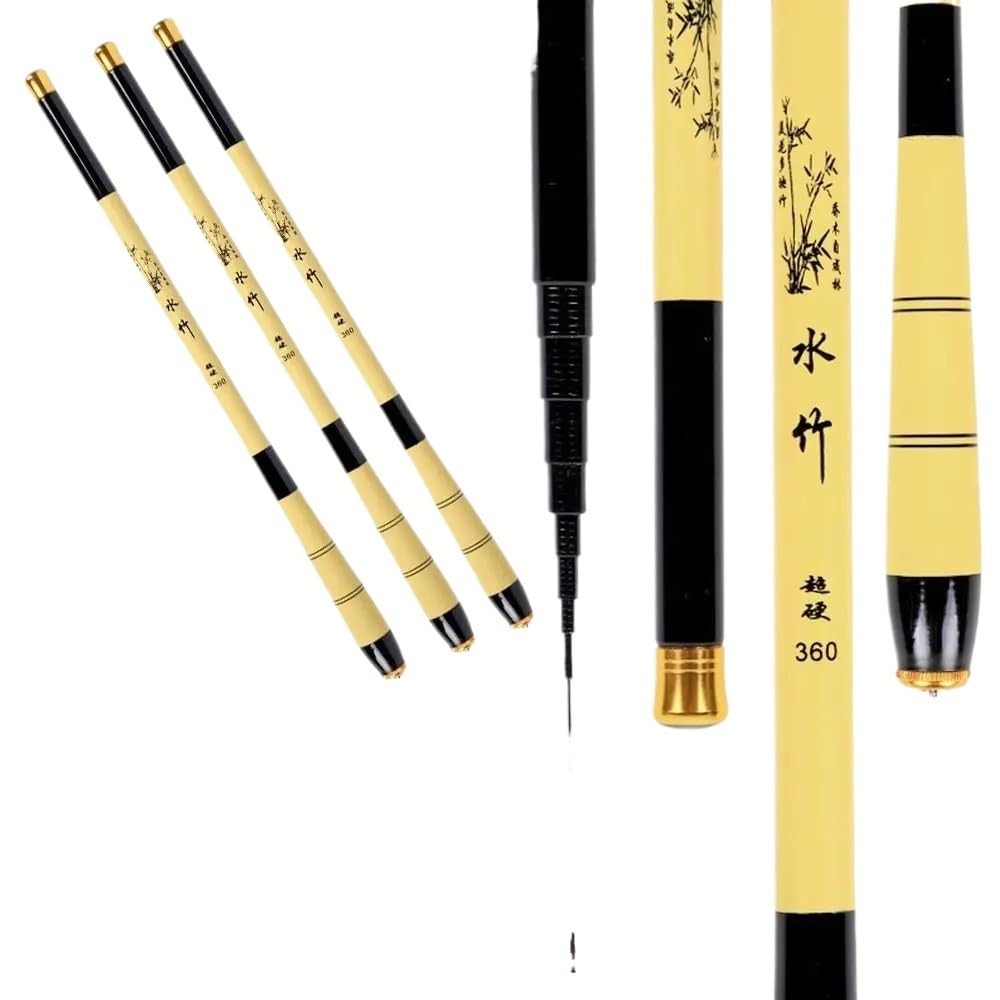 Canna da Pesca telescopica Ultraleggera | Canne da pesca portatili con alimentatore for carpa a mano in fibra di carbonio Stream Lake
