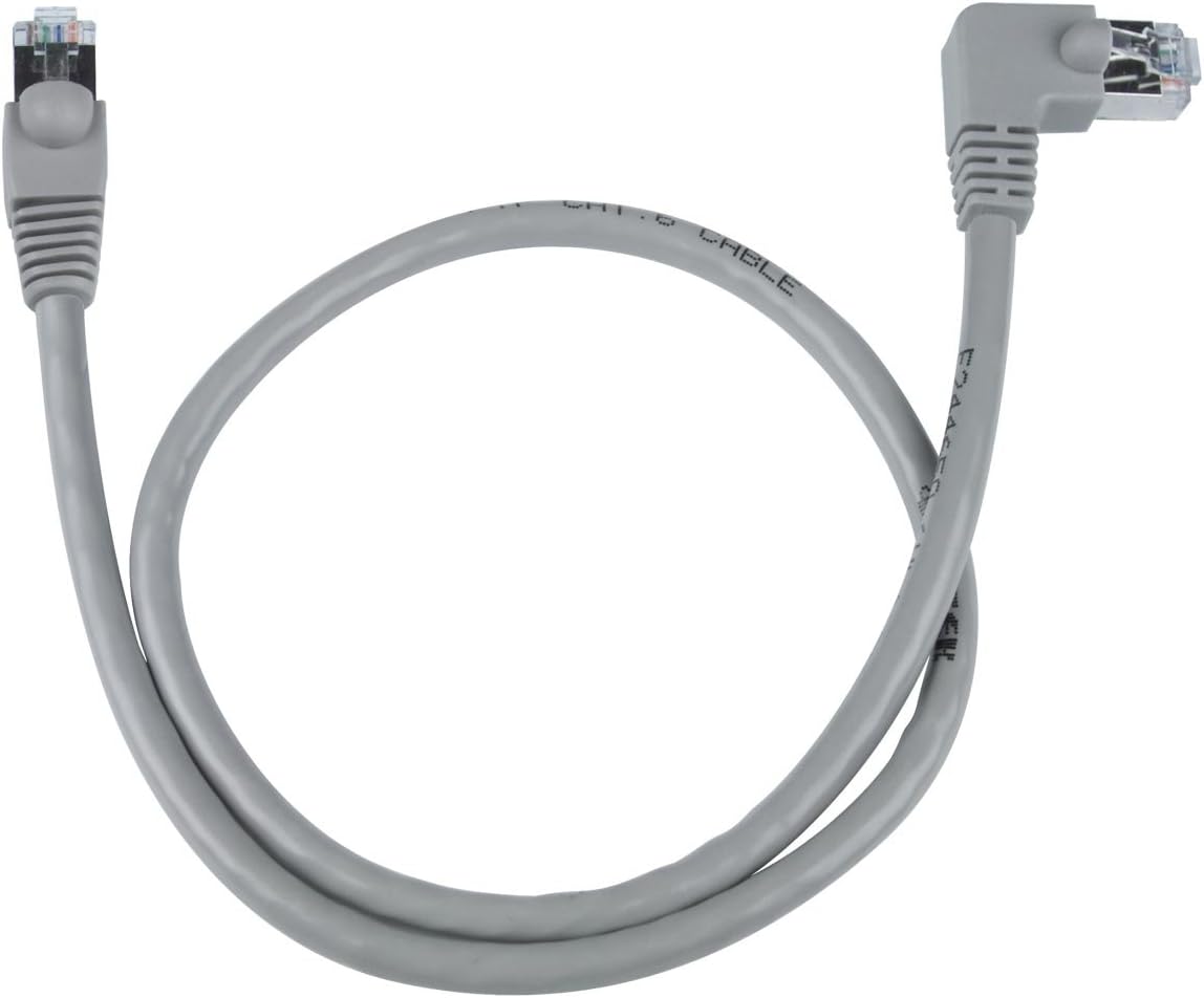 CAT6 Shielded Right Angle to Straight Cable, 9 Feet, Gray