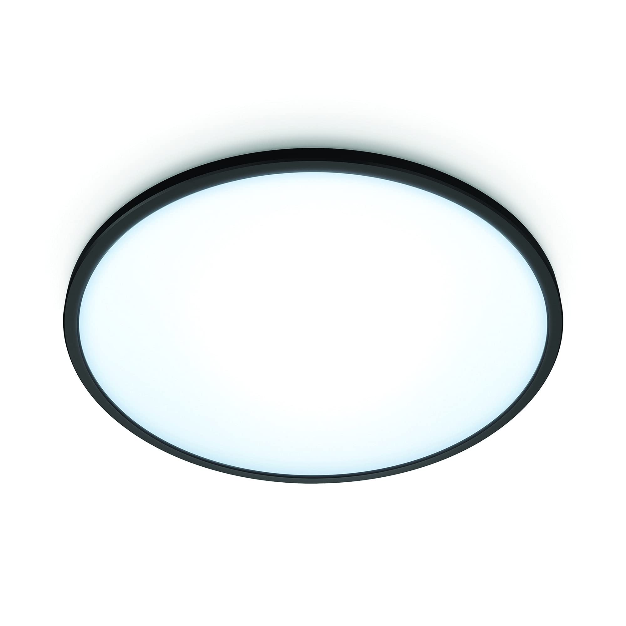 WiZ Tunable White Superslim Deckenleuchte 16W, Ø242 mm, LED Leuchte mit warm- bis kaltweißem dimmbarem Licht, smarte Lichtsteuerung über WLAN per Stimme/App, schwarz