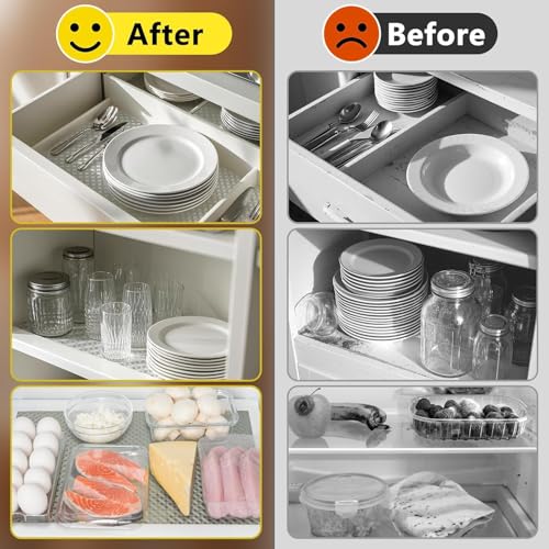 Image of JD FRESH 5 Meters EVA Food Grade Fridge Mats /Anti Slip Mat for Kitchen /Washable Shelf Liner Roll Sheet for Wardrobe /Cabinet /Dining Table /Drawer Mat Roll /Refrigerator Mats (Diamond Texture,Clear)