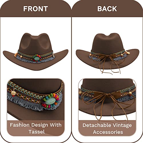 jingsha Kids Cowboy Hat Western Felt Cowgirl Hat with Belt for Toddler girls boys3