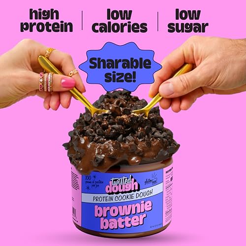 Image of Twisted Dough Protein Cookie Dough, Brownie Batter Flavor, 2 Pack, 100g Protein, Healthy Snacks, Gluten Free Edible Cookie Snack, High Protein Low Carb & Low Sugar Dessert for Kids & Adults, Keto Friendly