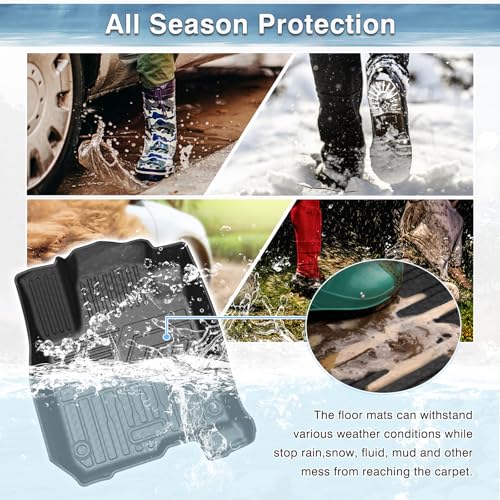 Mixsuper Liner Floor Mats for HR-V 2023-2025, All Weather Floor Liners for HRV Accessories Anti-Slip 1st & 2nd Set Black
