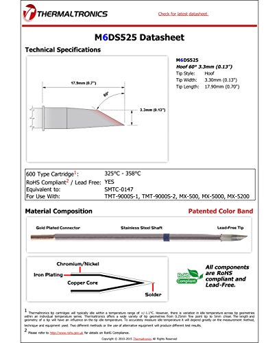 Image of Thermaltronics M6DS525 Hoof 60deg 3.3mm (0.13in) interchangeable for Metcal SMTC-0147