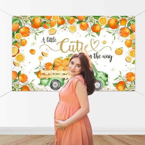 Mocsicka Cutie Baby Shower Fondo Fotográfico Naranja miniatura 2