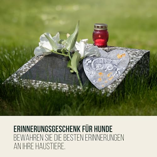 Happilax Schlafende Hunde Stein Dekoration, Kunstharz, Grabstein für Haustiere, Erinnerungsgeschenk, Trost, Heilung, wasserfest, Qualität - Grabschmuck wetterfest - Grau