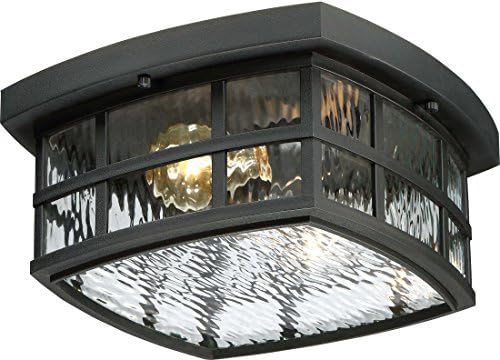 Quoizel SNN1612K Stonington Outdoor Flush Mount Ceiling Lighting, 2-Light, 120 Watts, Mystic Black (6" H x 12" W)