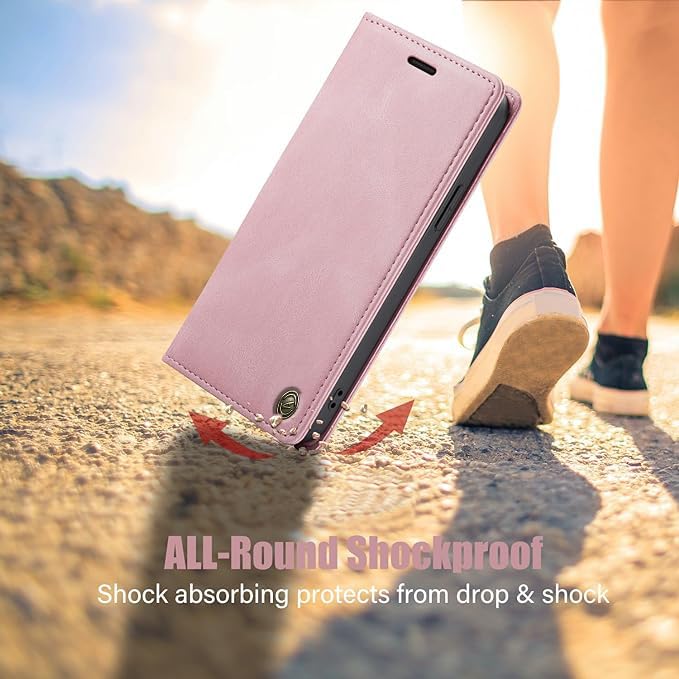 Image of ClickCase for Samsung Galaxy S24 FE 5G Sheepskin Series Faux Leather Wallet Flip Case with Video Stand & Magnetic Closure Lightweight Flip Cover for Samsung Galaxy S24 FE 5G (Pink)