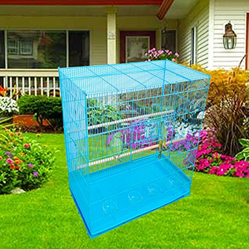 Image of JAINSONS PET PRODUCTS 36 Inch Height Bird Iron Cage For Large Parakeets Cockatoo Canary Finch Parrot Conure Pigeonbig Size Bird Cage Hxlxw 36X30X18 Inch Height 3 Feet - Blue