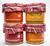 PACK 4 UNIDADES PATÉ VEGETAL Pimiento rojo Asado Pisto Tomates Secos y Sabor Chorizo100% VEGANO Elaborado con Aceite de Oliva Virgen Extra PATÉ VEGETAL 100% VEGANO