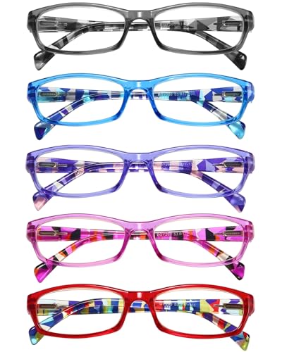 Gaoye 2.5 Reading Glasses for Women, 5 pack Fashion Readers for Women Spring Hinge Eye Glasses, Blue...
