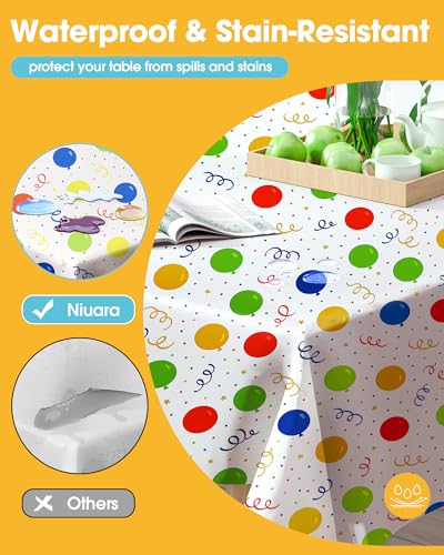 Image of Niuara Birthday Balloon Plastic Table Cloth Rectangle Table 4 Pack, 54''x108'' Tablecloth for 6ft Tables, Table Cloth for Disposable Use, Table Cover for Holiday Party, Gathering