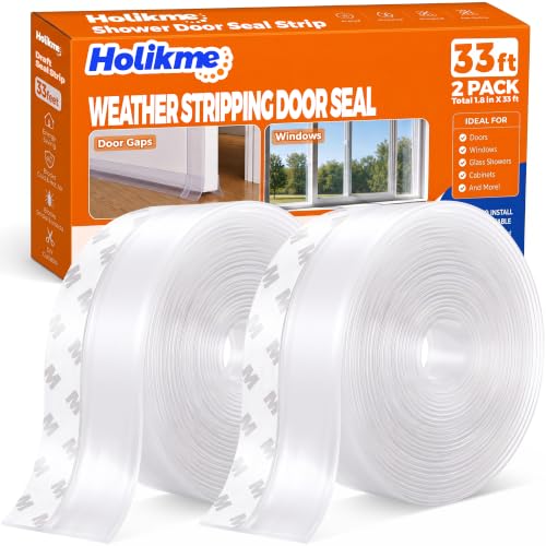 Holikme Weather Stripping Door Seal, Shower Door Seal Strip,1.8" W-33Feet