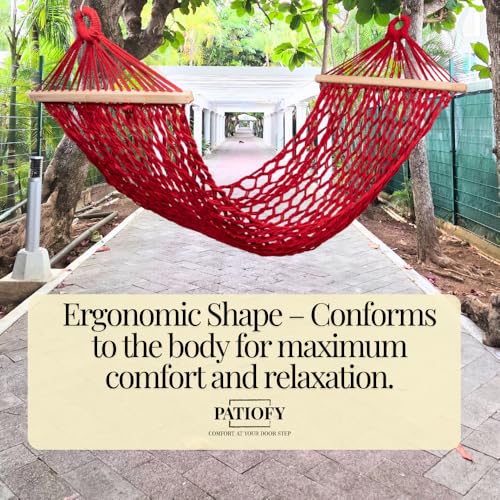Image of Patiofy Human Size Hammock Swing /Jhula for Balcony /Swing for Balcony for Adult /Jhoola for Home /Hammock /Suitable for Indoor & Outdoor / 120Kgs Weight Bearing Capacity (Red)