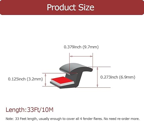 Miniatura 2 de Moldura de borde para guardabarros de 33 pies, sello de goma EPDM para pozos de ruedas de automóviles y camiones, junta de goma para guardabarros,