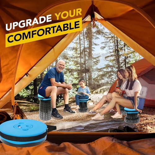 Image of ALEVMOOM Upgraded 19.7 inch Portable Collapsible Folding Stool Retractable Telescoping Foldable Stool for Adults Heavy Duty Camping Sturdy with Max Load Capacity 1000lbs for Outdoor Fishing Hiking BBQ