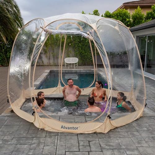Alvantor Bubble-Zelt,Sichtschutz,Haus,Zimmer,Camping,Baldachin,Pavillon für 8-10 Personen für Terrasse, groß, übergroßer Wetterschutz,Premium-Gewächshaus,schnelles Pop-up-Zelt,Beige,3,65 m x...