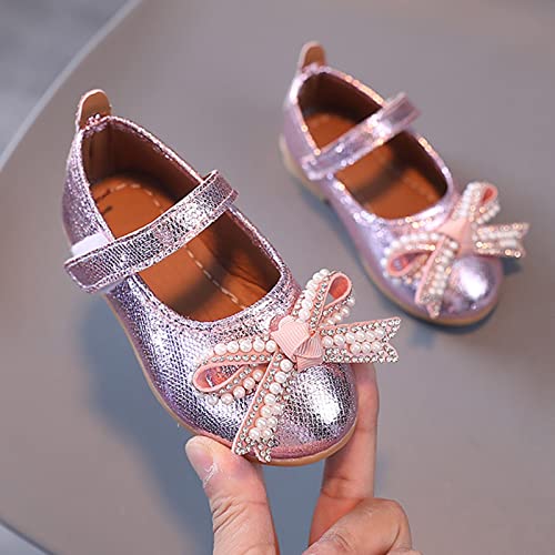 Summer And Autumn Fashion Girls Casual Shoes Solid Color Bow Pearls Strap Flat Lightweight Leather Boots for Toddlers3