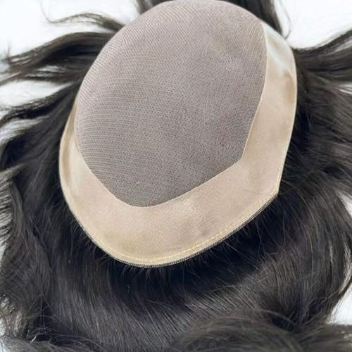 Image of Harezo Hair patch for men, Hair wig for men, Monofilament, 100% natural human hair, Durable & Easy To Self-Service, Easily attach with glue tape and clip, (11x9, Natural Black)