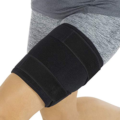 Thigh Brace, Sports Pain Relief Breathable Adjustable Thigh Support Strap Compression Thigh Brace Wrap Quadriceps Support and Thigh Wraps for Men and Women