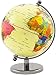 BRUBAKER Designer Globus - Deko Planet 19 cm hoch - Weltkugel mit politischer Karte - Büro Dekoration mit Fuß und Meridian aus Edelstahl - Creme