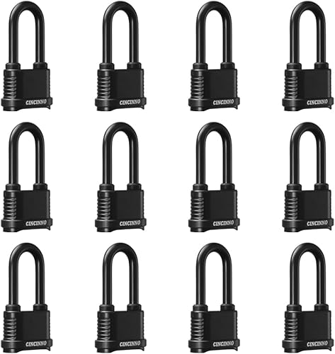 Miniatura 1 de Cerradura de combinación de 4 dígitos resistente a la intemperie, cerradura combinada resistente con grillete largo para cobertizo al aire libre,