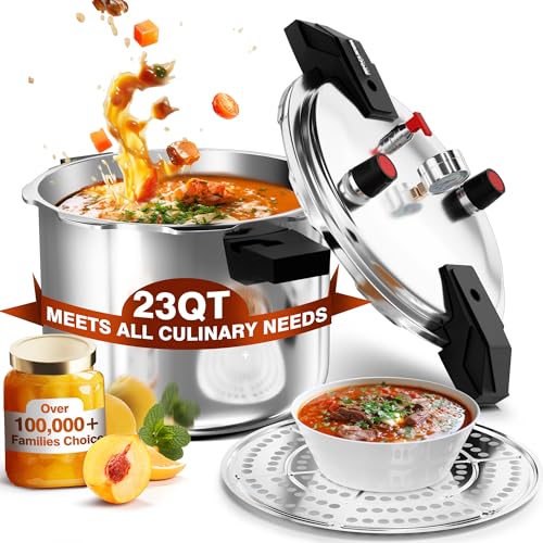 Image of Wantjoin Aluminum Pressure Cooker 23Qt Pressure Canner, Pressure Pot with Pressure Control for Home Kitchen or Restraurant, Commercial Pressure Cooker with Gauge