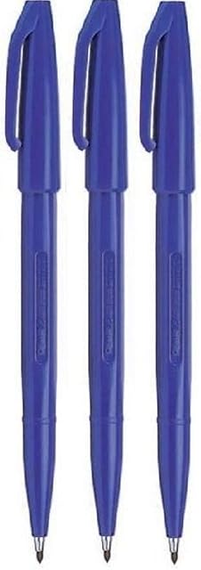 Pentel Blue Original Sign Pen S520 Fibre Tip Marker Pens Colour Fineliner 2mm Nib 1mm Line Width (Pack Of 3)