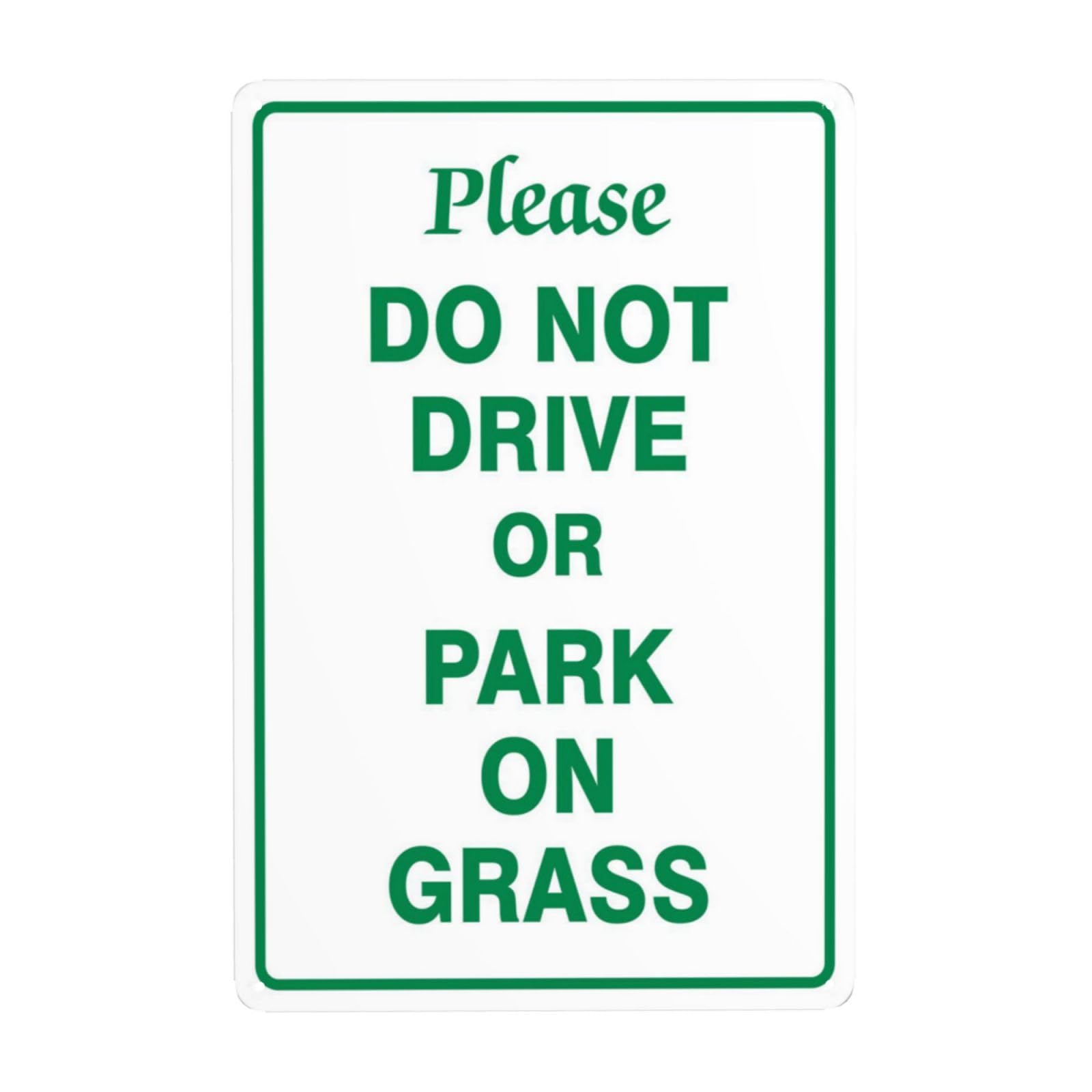 SMAZDFXX Please DoDrive or Park on Grass Metal Warning Signs, Cautions Security Tin Sign, Safety Posted Signs for Street Business Wall Decor 8"x12"