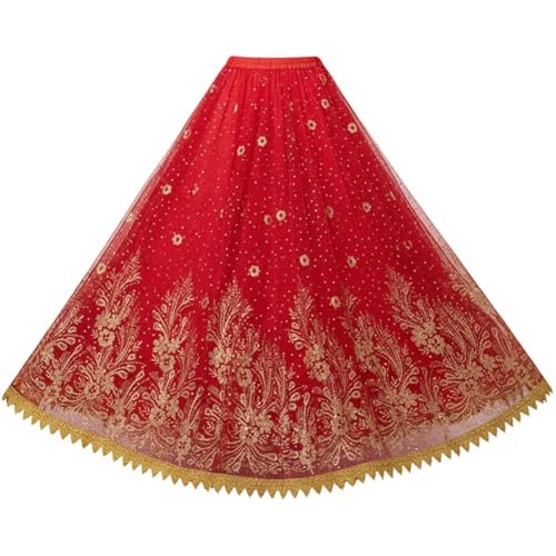 Sanfly Falda De Danza del Vientre Árabe, Falda Grande con Vuelo para Danza India, Falda Larga para Mujer, Falda Completa para Atuendo De Festival