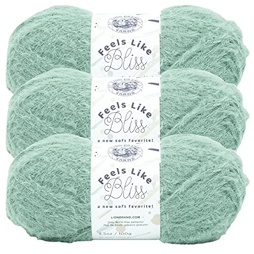 Image of Lion Brand Yarn Feels Like Bliss, Bulky Yarn for Knitting, Sage, 3 Pack