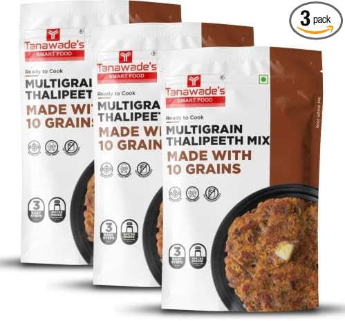 Tanawade's Smart Food Instant Multigrain Thalipeeth Mix, Ready to Cook, Home Food with Hand Picked Flavours, Pack of 3