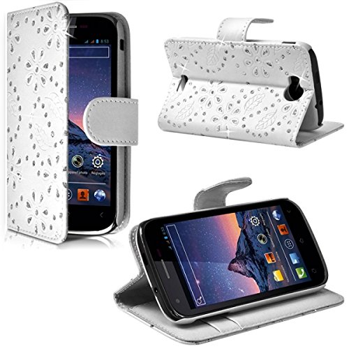 Seluxion - Housse Coque Etui Portefeuille Fonction Support Style Diamant Couleur Blanc pour Wiko Cink Peax