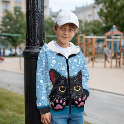 YEXIATODO Zip Up Hooded Sweatshirt for Boys Long Sleeve Crop Top with Pockets Hoodies Fleece-Lined Pullover Sweatshirts4