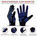 EFAH SPORTS Baseball Batting Gloves for Youth Adult Mens Kids Boys Padded Comfortable Softball Batting Gloves with Super Grip Finger Fit Palms (Blue, Youth Medium)