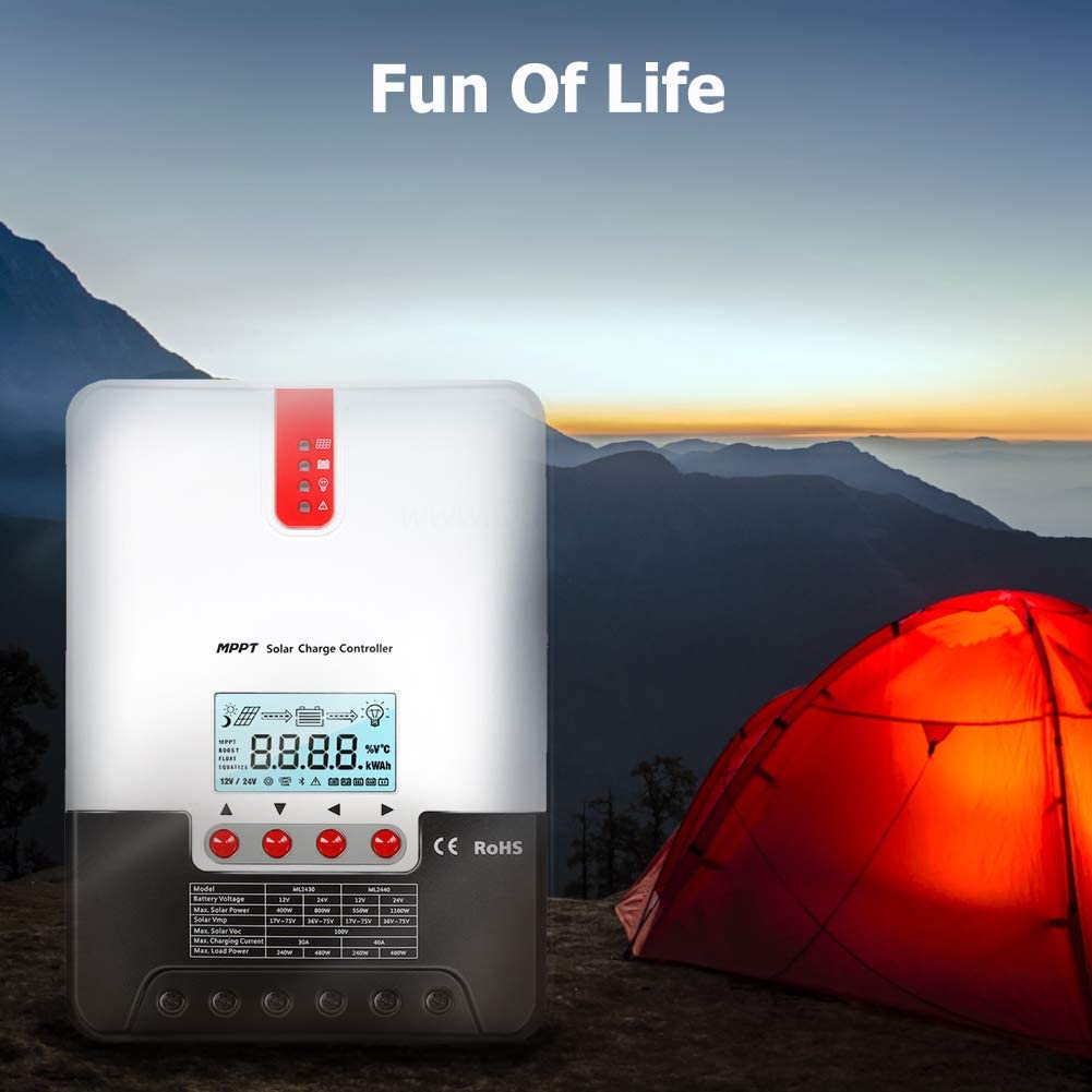 SolaMr 20A MPPT Regolatore di carica solare 12V/24V Intelligente Regolatore di Carica della Batteria del Pannello Solare con display LCD - ML2420A