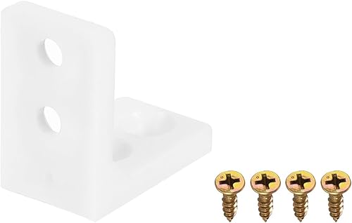 Miniatura 4 de uxcell 30 soportes de esquina de plástico de 90 grados, soporte de nailon de 0.650 x 1.063 x 1.063 in, soportes de ángulo recto con tornillos para