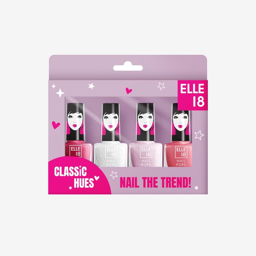Elle 18 Nail Pop Kit: Classic Hues, Pack of 4 Nail Paints, 5ml*4-image-38