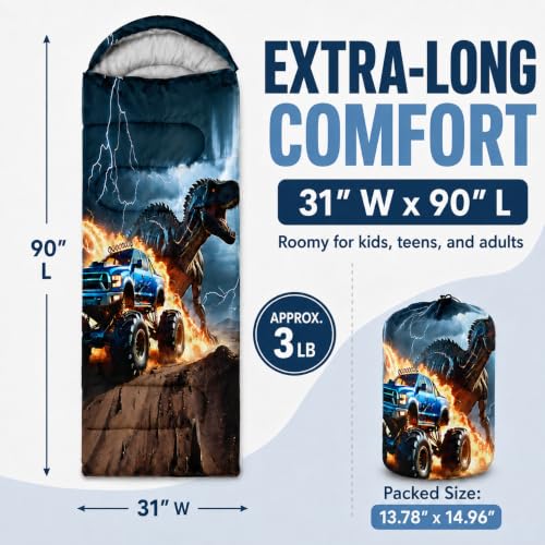 Bolsas de dormir AILONEN para niños con estampado de elefante, liviana, impermeable, para 3 estaciones, tamaño 31"x90" miniatura 4