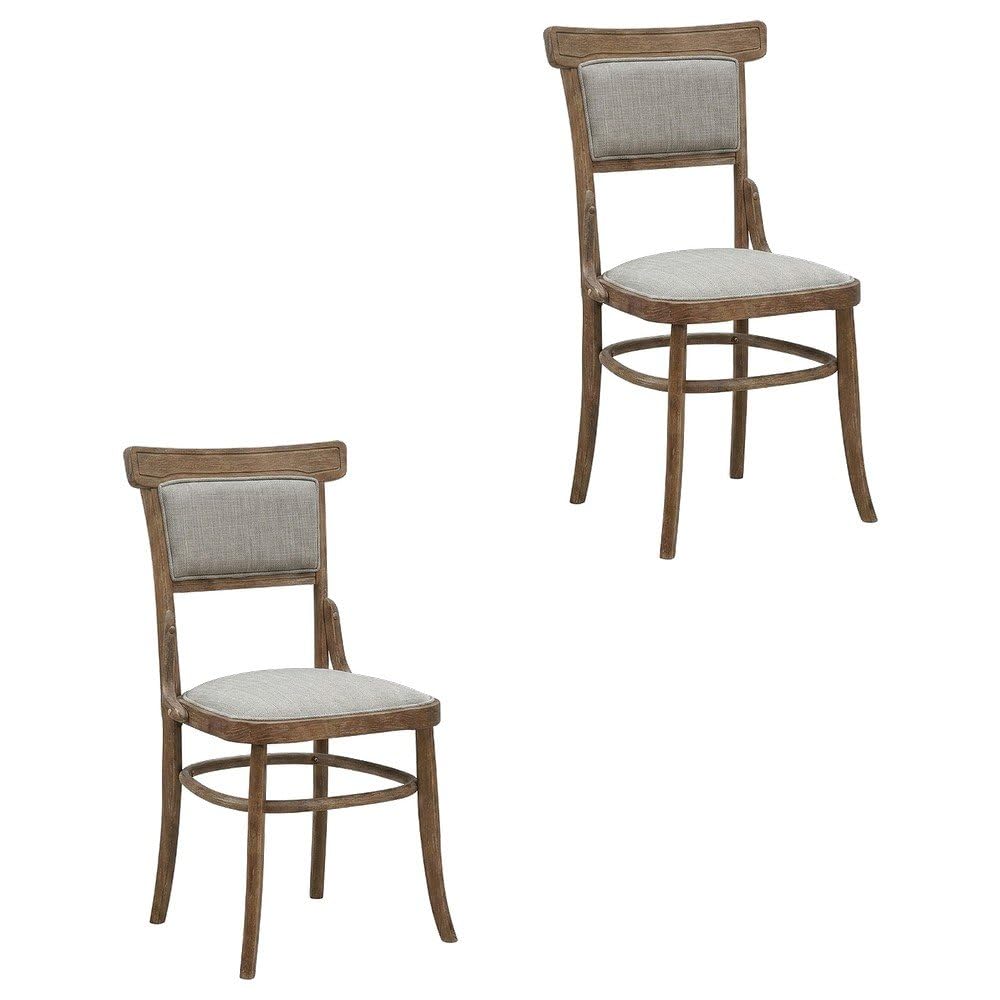 Rubberwood Linen-Upholstered Dining Chairs Set of by Furnifact – Rubberwood, Vintage Honey, Pack of 2
