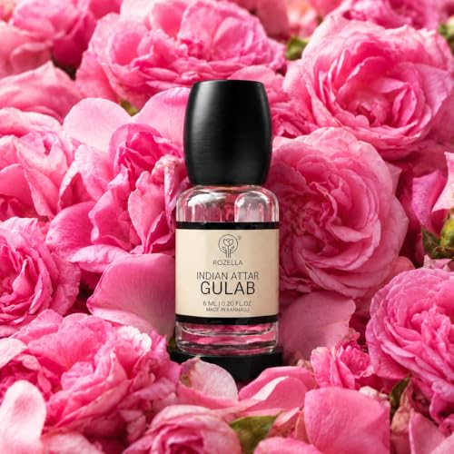 Image of ROZELLA Gulab Authentic Attar for Men and Women | Rose Inspired Concentrated Perfume Oil | Traditional Fragrance Blend | Non Alcoholic Long Lasting Aroma Attar Roll On Perfume | 3 ml