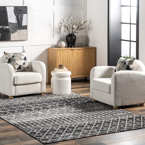 nuLOOM 8x10 Moroccan Blythe Area Rug, Black, Faded...