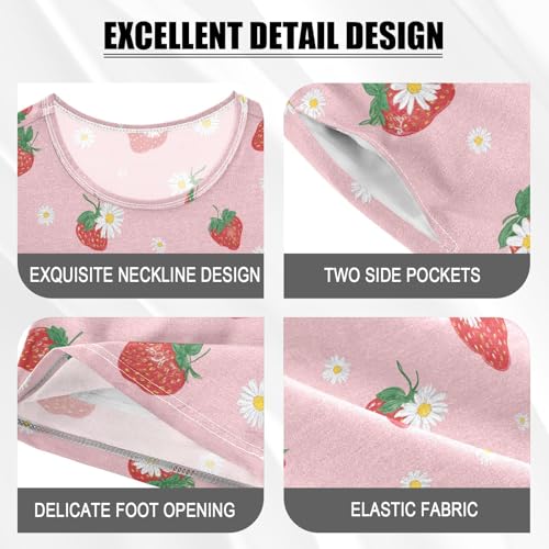 Vdsrup Pink Daisies Summer Pajamas Set Short Cotton Sleepwear 2 Piece Unisex 5Y3
