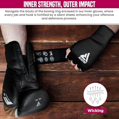 Image of RDX Boxing Hand Wraps Inner Gloves Men Women, Half Finger Elasticated Bandages, Under Mitts Fist Protection, Muay Thai, Kickboxing, MMA, Martial Arts Speed Bag Punching Training
