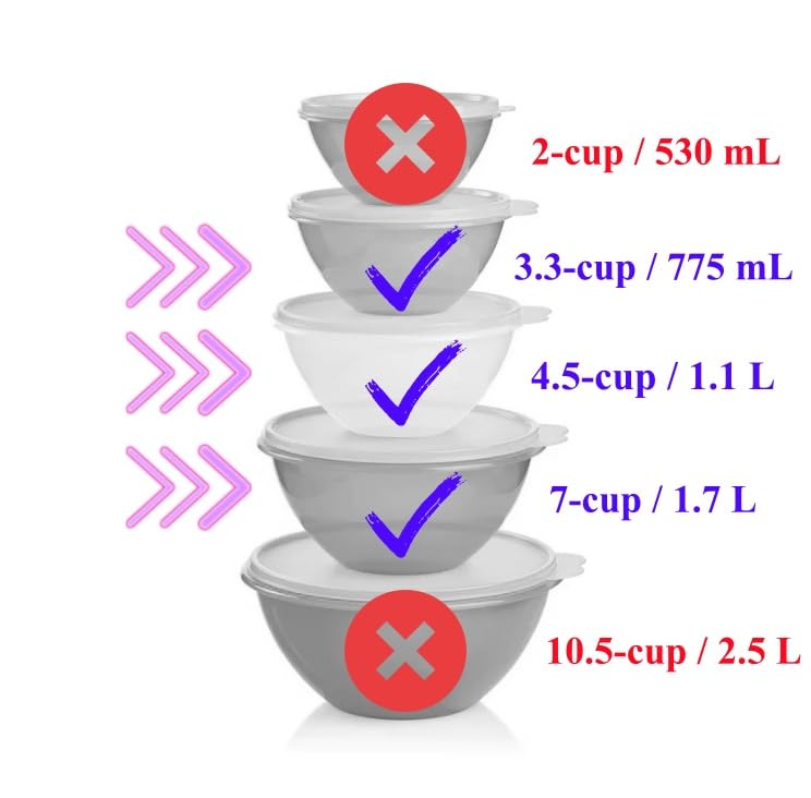 Set Tupperware Small Wonderlier Bowl 3 piezas multicolor miniatura 3
