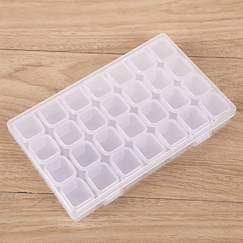 Image of Diamond Painting Storage Containers, Qtopun 28 Grids Portable Bead Storage Container Plastic Organizer Box Craft Case for Fishing Tackles, Beads, Seeds, Art Crafts, Nail Diamond