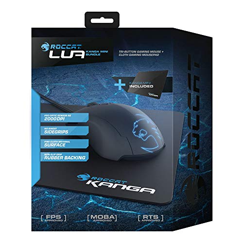 roc-11 – 312 Lua tri-button mouse e Kanga mini Cloth Mousepad Gaming Bundle – nero - Mousepad - Immagine 1