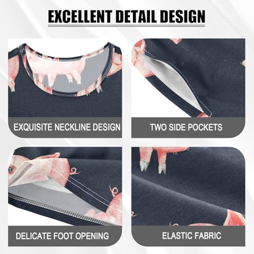 Pajama Short Sets Watercolor Cute Piggy Soft Cotton Summer Sleepwear 2 Piece PJS Size 5-14T3