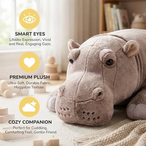 lilizzhoumax Nilpferd XXL Kuscheltier 46cm Weiches Nilpferd Plüschtier Kawaii gewichtetes Plüsch Stofftier Spielzeug Kissen Dekoration Weihnachten Geburtstagsgeschenk für Kinder Babys Mädchen Jungen