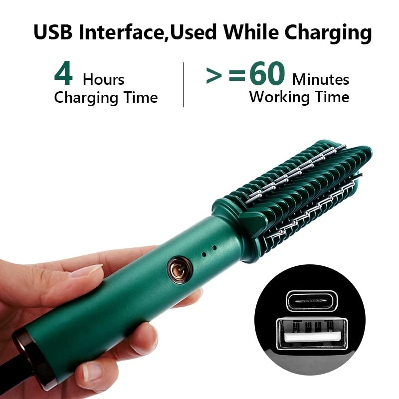 Plancha para el cabello recargable 3D con peine, rizador eléctrico, uso en seco y mojado, plancha caliente miniatura 4